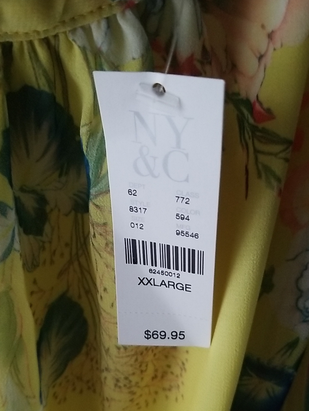 New York & Company Yellow Floral Dress with Tie Waist - Picture 9 of 9